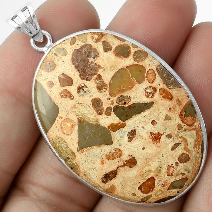 Natural Chert Breccia Crystal Pendant SDP116481 P-1001, 28x39 mm