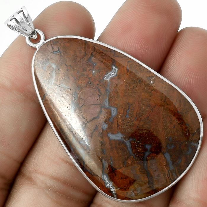 Natural Red Moss Agate Pendant SDP116487 P-1001, 28x43 mm