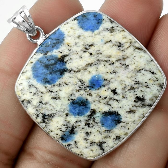 Natural K2 Blue - Azurite In Quartz Pendant SDP116490 P-1001, 31x32 mm