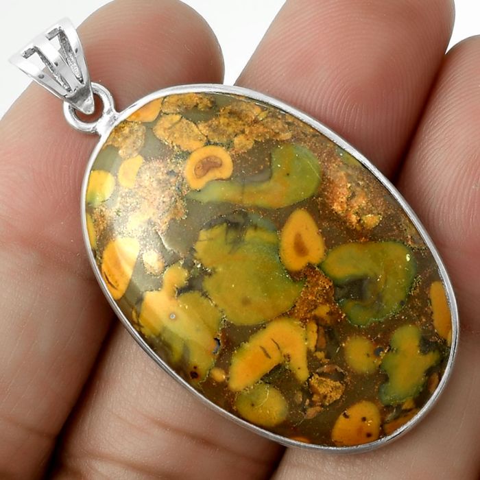 Natural Bamboo Jasper Pendant SDP116501 P-1001, 24x35 mm