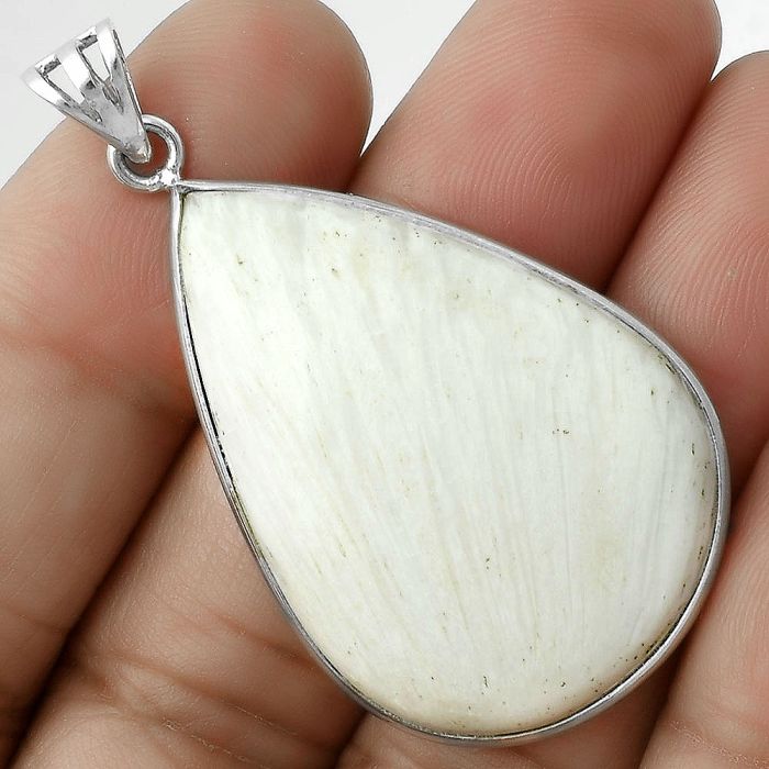 Natural White Scolecite Pendant SDP116504 P-1001, 26x37 mm