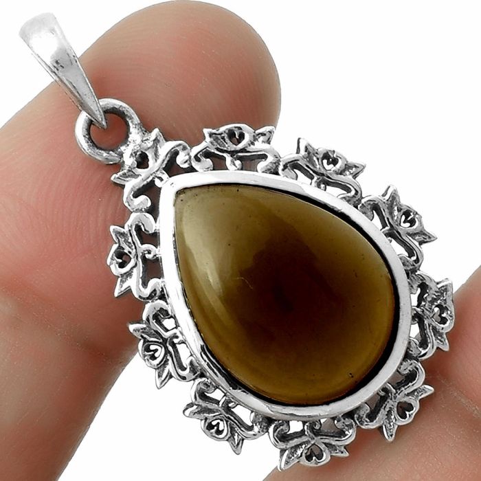 Artisan - Smoky Quartz Cab - Brazil Pendant SDP116570 P-1028, 13x18 mm