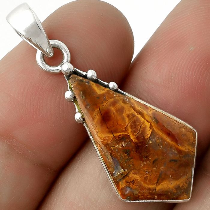 Natural Red Moss Agate Pendant SDP116674 P-1349, 14x24 mm