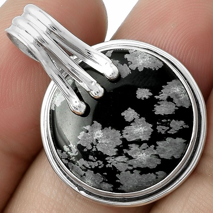 Natural Snow Flake Obsidian Pendant SDP116771 P-1664, 19x19 mm