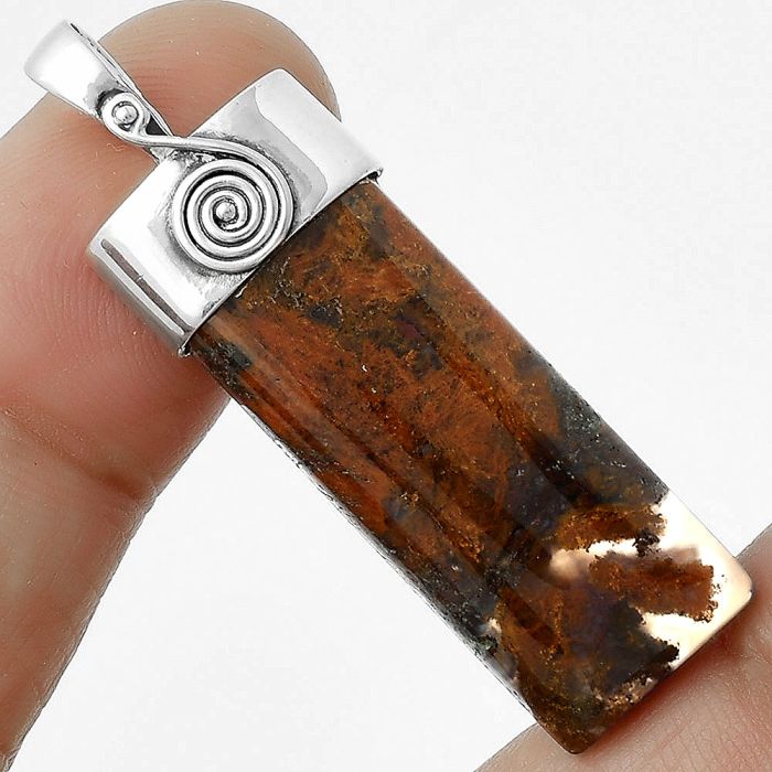 Natural Red Moss Agate Pendant SDP116811 P-1139, 12x30 mm