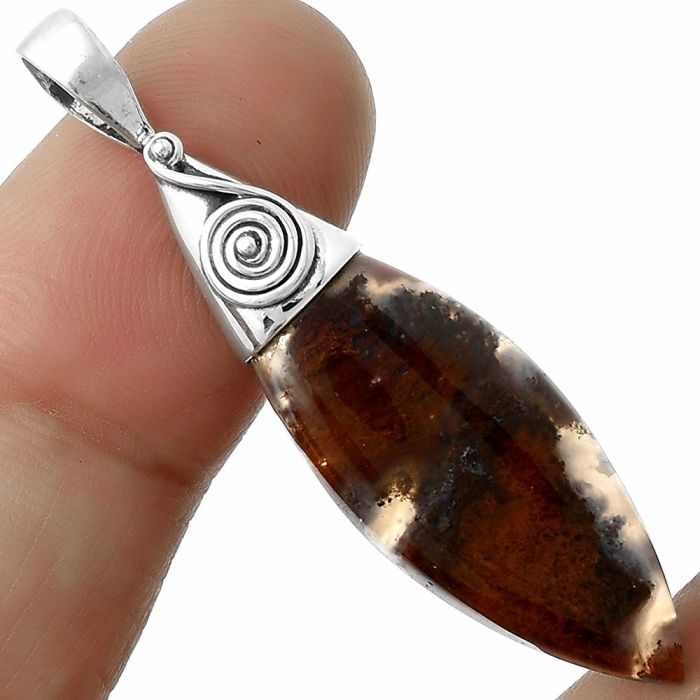 Natural Red Moss Agate Pendant SDP116814 P-1139, 12x32 mm