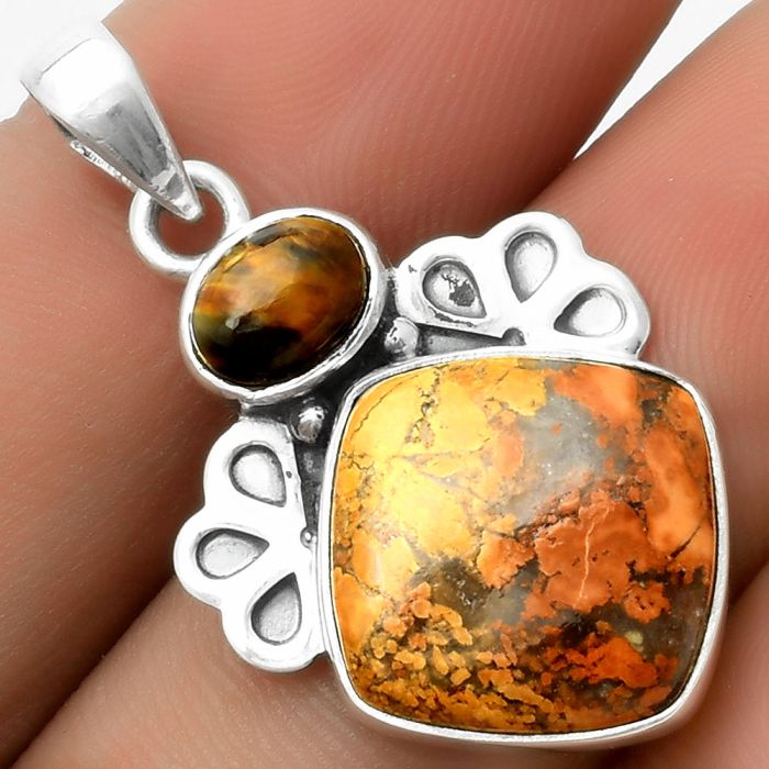 Natural Maligano Jasper & Pietersite Pendant SDP117005 P-1576, 15x15 mm