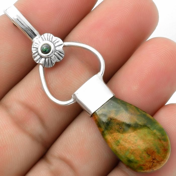 Chrome Chalcedony & Ethiopian Opal Pendant SDP117109 P-1583, 15x27 mm