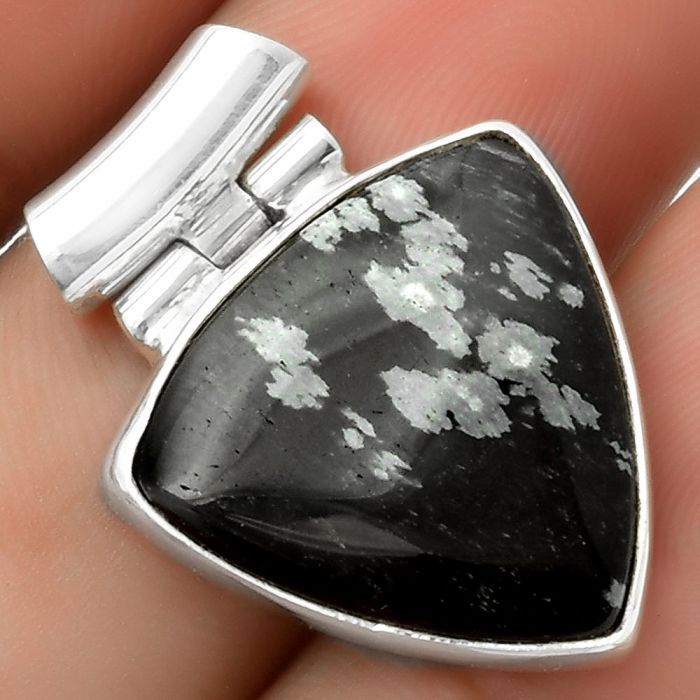 Natural Snow Flake Obsidian Pendant SDP117164 P-1621, 19x19 mm