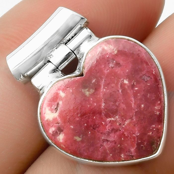 Valentine Gift Heart Natural Pink Thulite - Norway Pendant SDP117184 P-1621, 18x19 mm