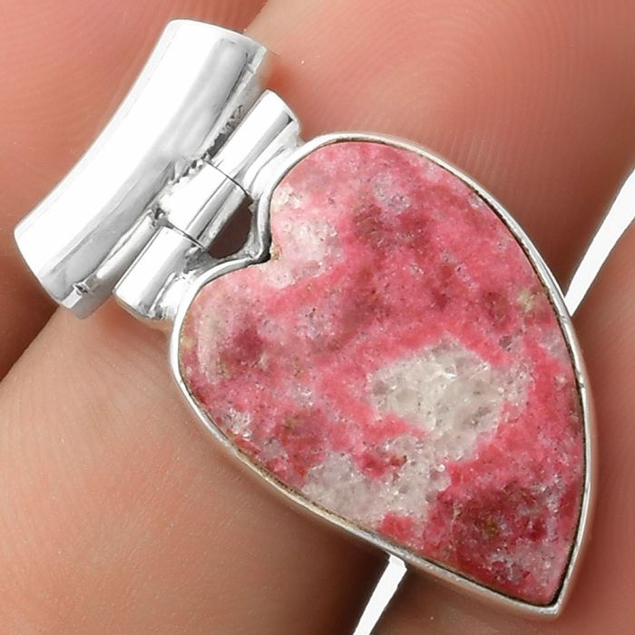 Valentine Gift Heart Natural Pink Thulite - Norway Pendant SDP117197 P-1621, 15x22 mm