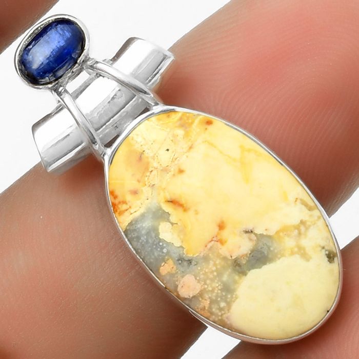 Natural Maligano Jasper & Blue Kyanite Pendant SDP117222 P-1159, 13x21 mm