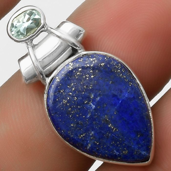 Lapis - Afghanistan & Sky Blue Topaz Pendant SDP117247 P-1159, 15x20 mm