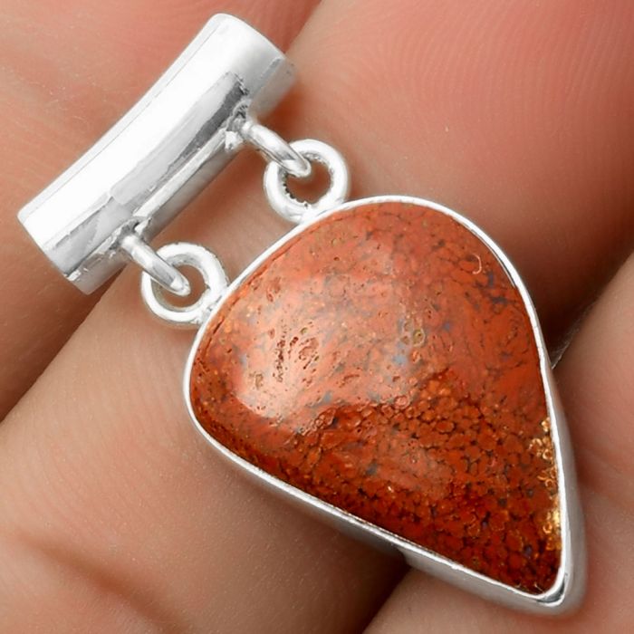 Natural Red Moss Agate Pendant SDP117289 P-1198, 14x19 mm