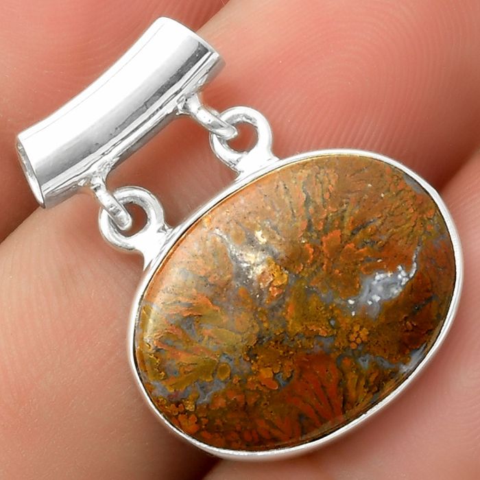 Natural Red Moss Agate Pendant SDP117330 P-1198, 15x20 mm