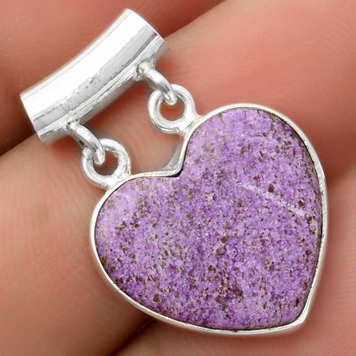 Valentine Gift Heart Natural Purpurite - South Africa Pendant SDP117332 P-1198, 18x19 mm