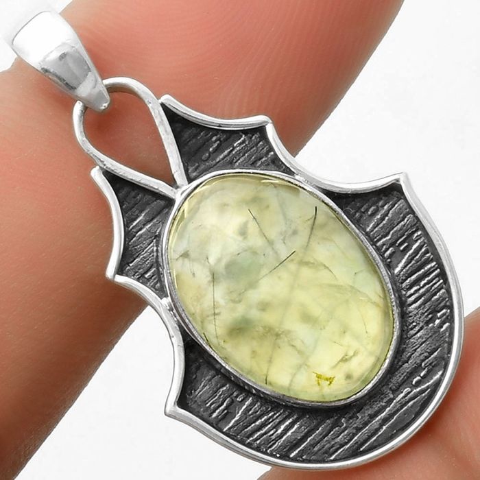 Natural Prehnite Pendant SDP117341 P-1409, 13x18 mm