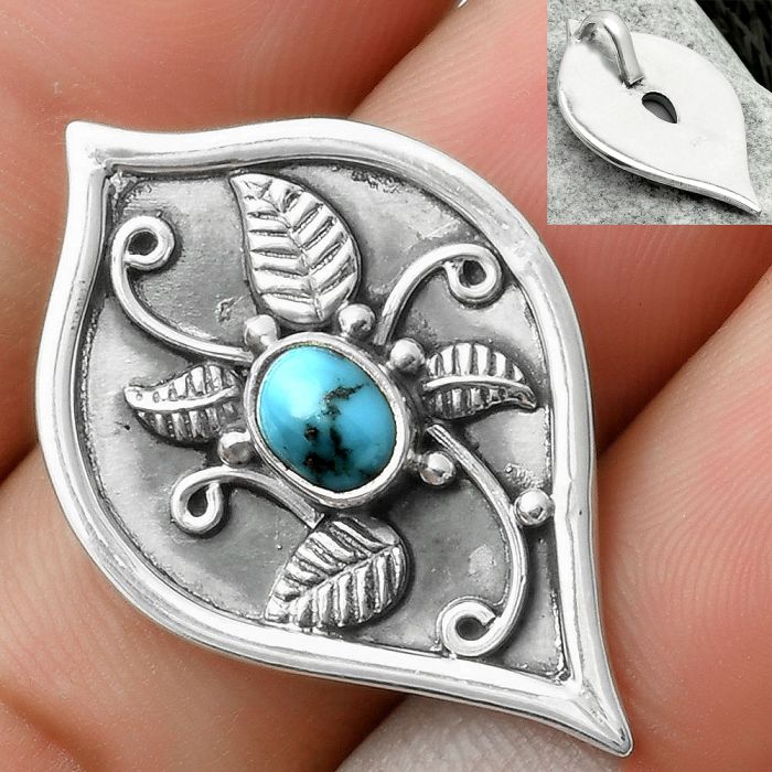 Natural Kingman Turquoise 925 Sterling Silver Pendant P-1707, 5x7 mm