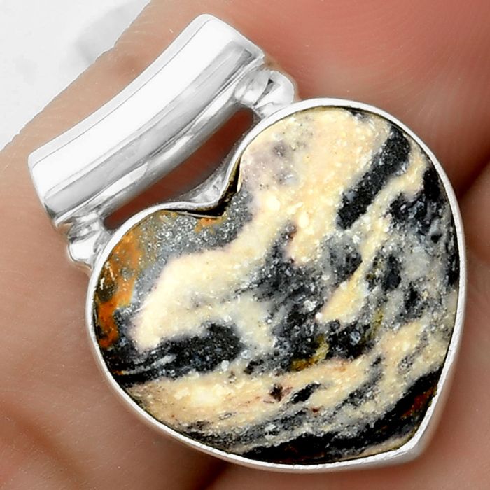 Valentine Gift Heart Natural Indian Blanket Jasper Pendant SDP117438 P-1259, 18x19 mm