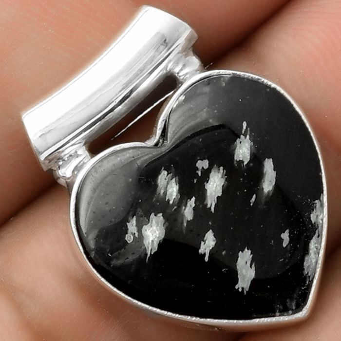 Natural Snow Flake Obsidian Pendant SDP117440 P-1259, 19x19 mm