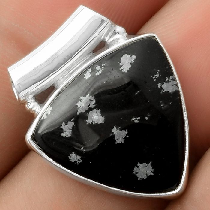 Natural Snow Flake Obsidian Pendant SDP117455 P-1259, 19x19 mm