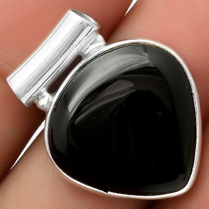 Natural Black Onyx - Brazil Pendant SDP117475 P-1259, 20x20 mm