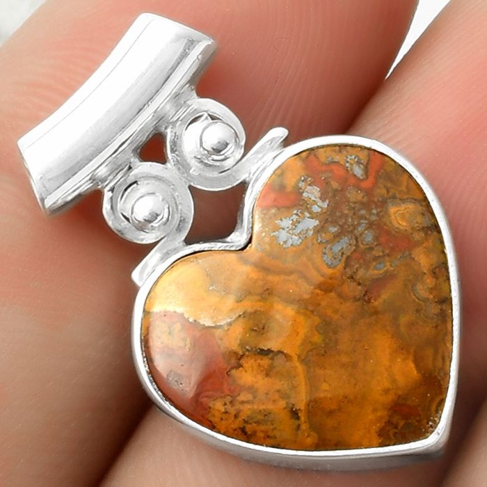 Valentine Gift Heart Natural Rare Cady Mountain Agate Pendant SDP117537 P-1597, 18x18 mm