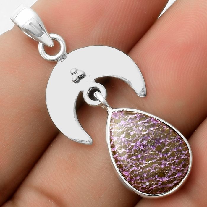 Crescent Moon - Natural Purpurite Pendant SDP117636 P-1133, 12x16 mm