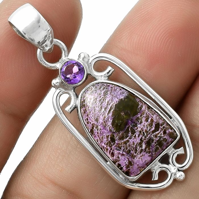 Purpurite - South Africa & Amethyst Pendant SDP117671 P-1623, 12x16 mm