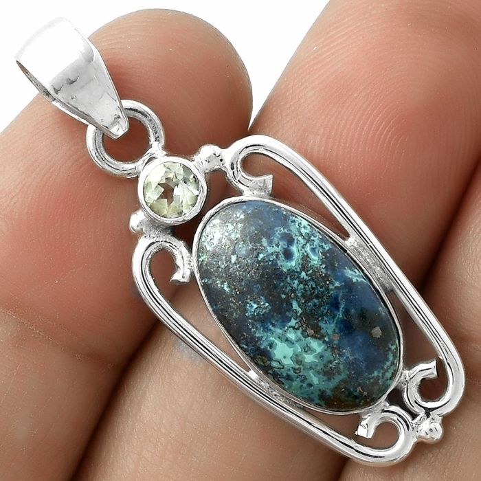 Shattuckite - USA & Sky Blue Topaz Pendant SDP117676 P-1623, 10x17 mm