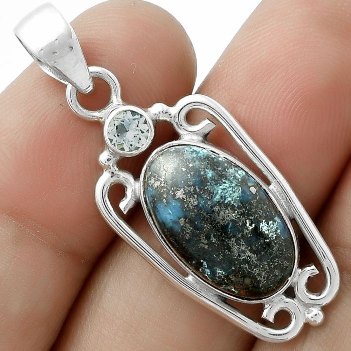 Shattuckite - USA & Sky Blue Topaz Pendant SDP117681 P-1623, 10x17 mm