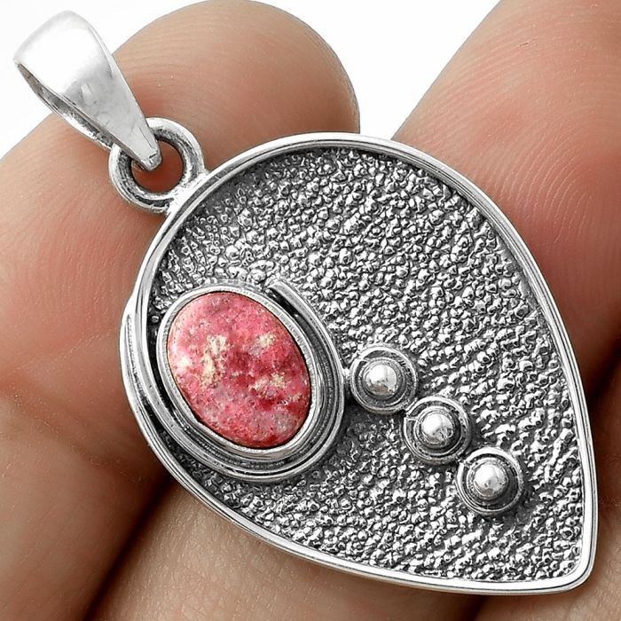 Natural Pink Thulite - Norway Pendant SDP117808 P-1336, 7x9 mm