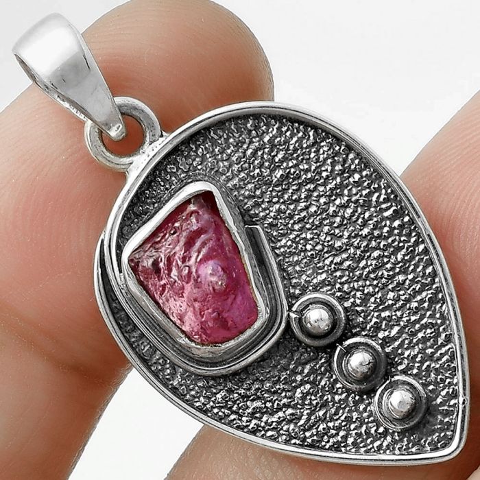 Natural Pink Tourmaline Rough Pendant SDP117812 P-1336, 7x10 mm