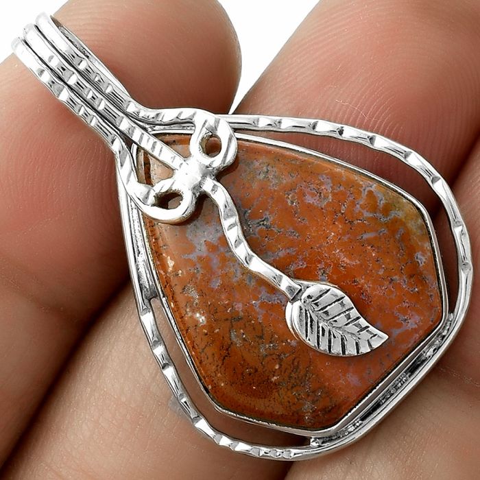 Natural Red Moss Agate Pendant SDP117868 P-1643, 19x24 mm