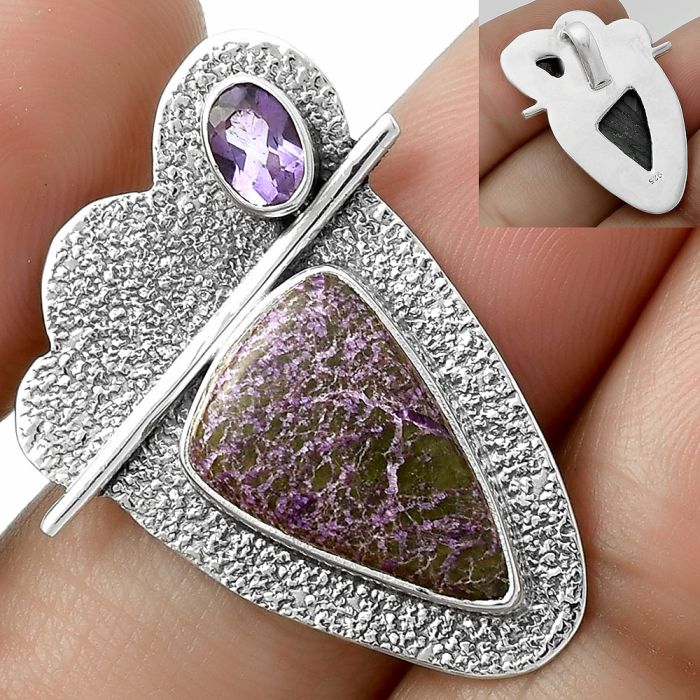 Purpurite - South Africa & Amethyst Pendant SDP117939 P-1338, 11x17 mm