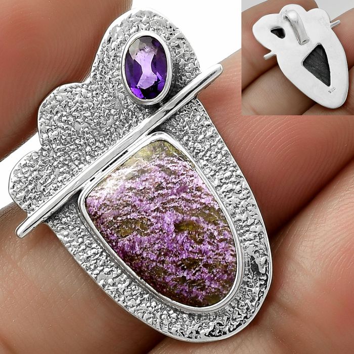 Purpurite - South Africa & Amethyst Pendant SDP117958 P-1338, 11x16 mm