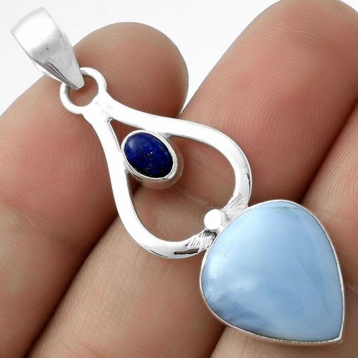 Natural Owyhee Opal & Lapis Pendant SDP118010 P-1589, 14x16 mm