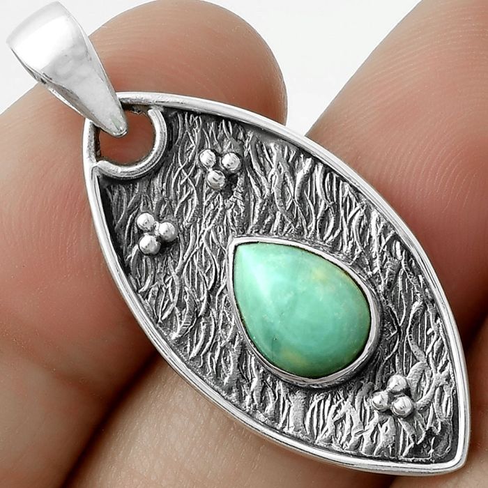 Natural Turquoise Magnesite Pendant SDP118146 P-1524, 7x10 mm