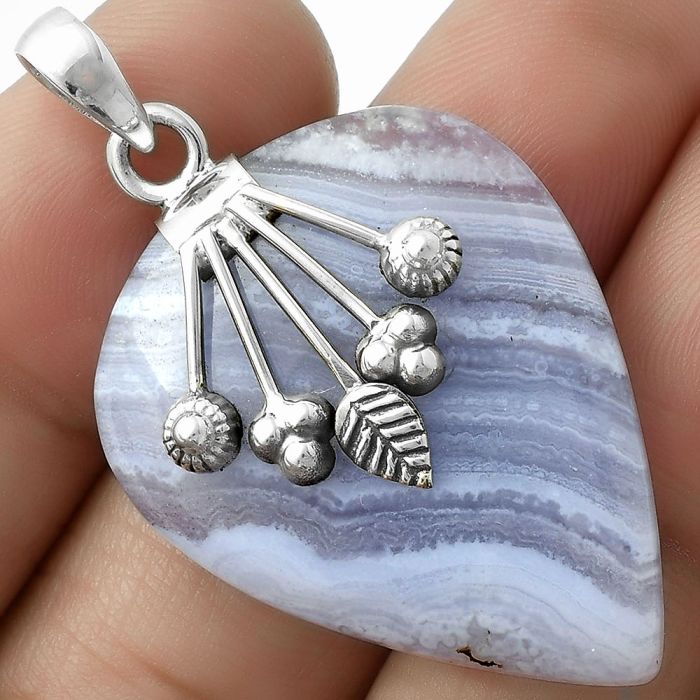 Natural Blue Lace Agate - South Africa Pendant SDP118177 P-1647, 26x33 mm