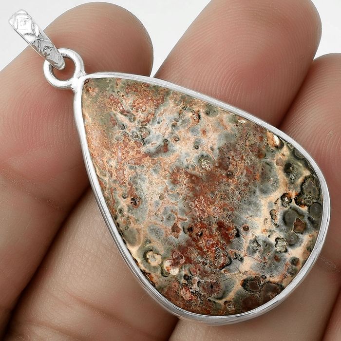 Natural Leopard Skin Jasper Pendant SDP118235 P-1001, 23x35 mm