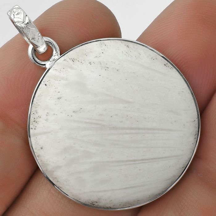 Natural White Scolecite Pendant SDP118250 P-1001, 26x26 mm