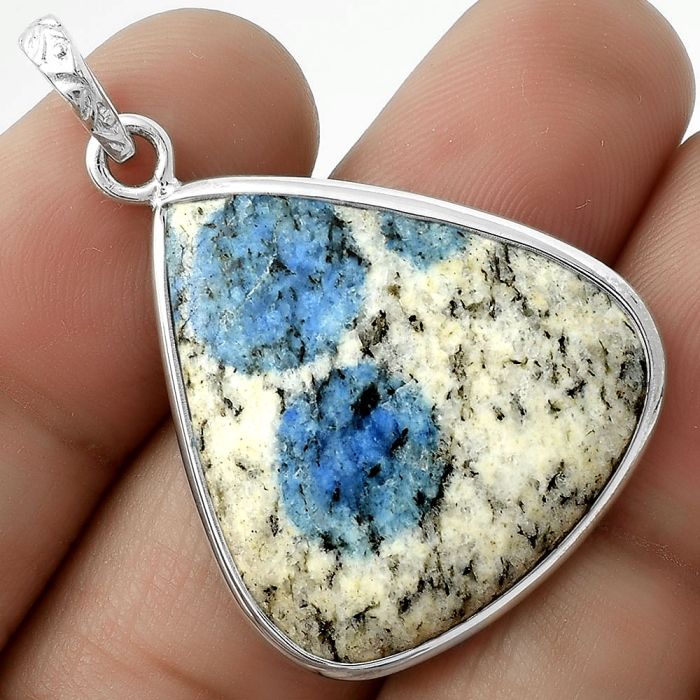 Natural K2 Blue - Azurite In Quartz Pendant SDP118285 P-1001, 24x27 mm