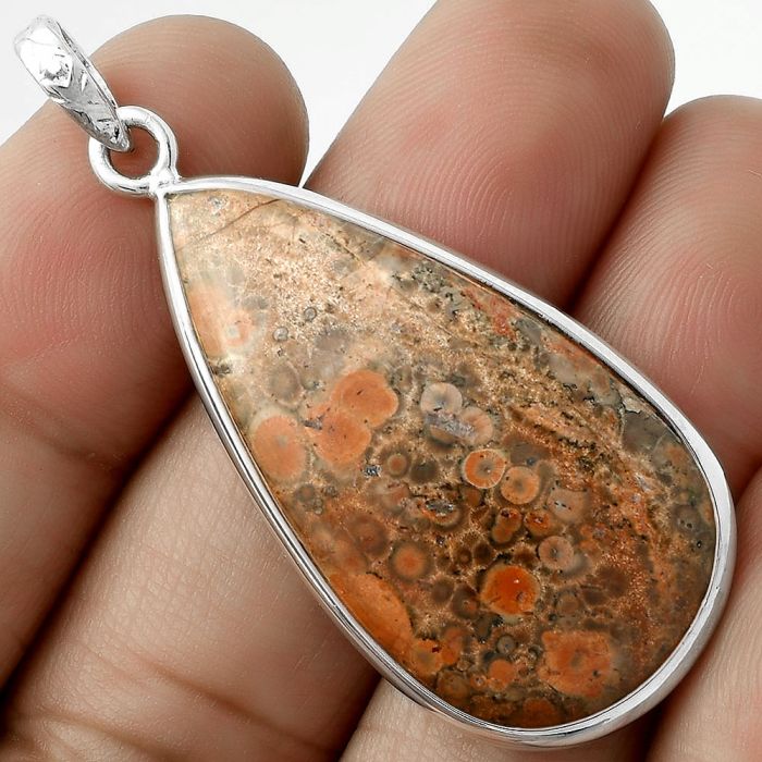 Natural Leopard Skin Jasper Pendant SDP118303 P-1001, 19x35 mm