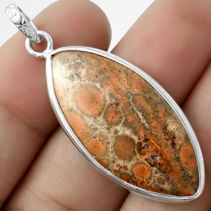 Natural Leopard Skin Jasper Pendant SDP118305 P-1001, 16x33 mm