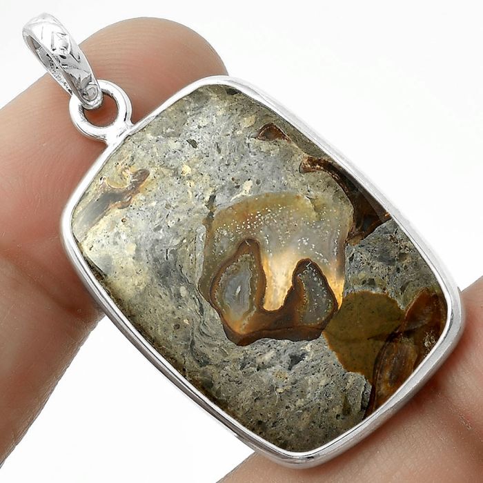 Natural Rock Calcy Pendant SDP118328 P-1001, 20x29 mm