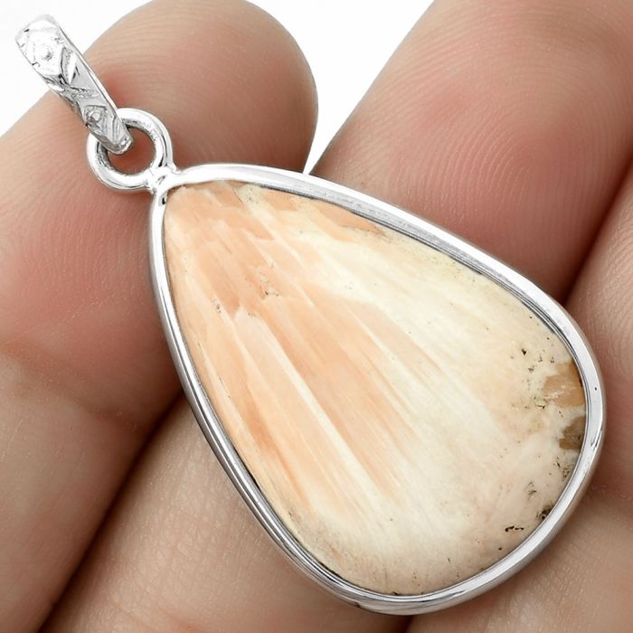 Natural Orange Scolecite - India Pendant SDP118331 P-1001, 17x27 mm