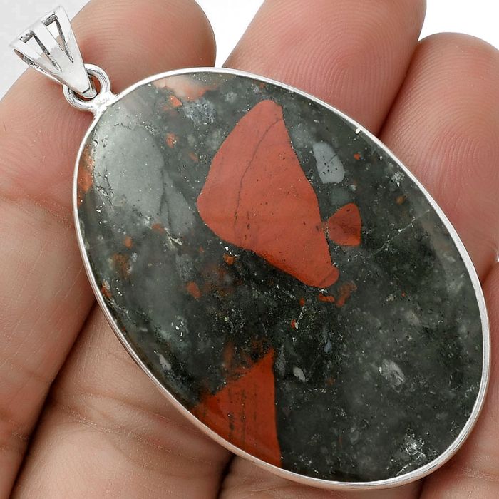 Natural Australian Blood Stone Pendant SDP118395 P-1001, 29x44 mm