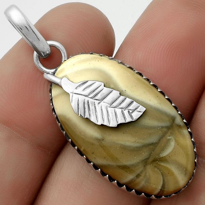 Leaf - Natural Flint Stone Pendant SDP118518 P-1641, 15x28 mm