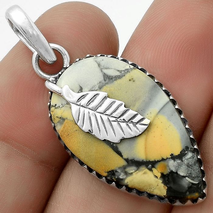 Leaf - Maligano Jasper - Indonesia Pendant SDP118520 P-1641, 16x28 mm