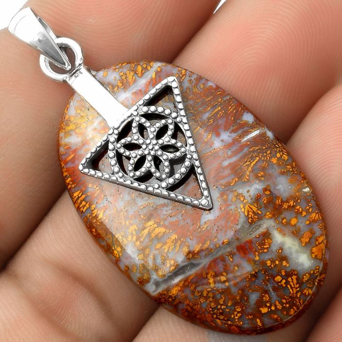 Artisan - Natural Red Moss Agate Pendant SDP118569 P-1659, 24x38 mm